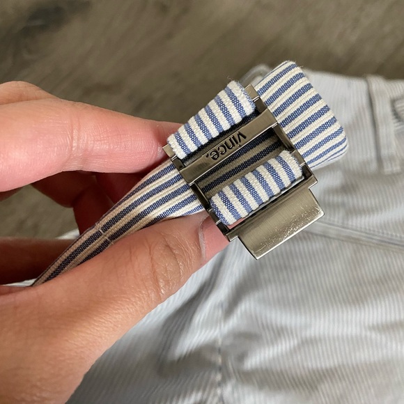 Vince Railroad Stripe Side-Buckle Shorts Size 2 - Picture 4 of 5